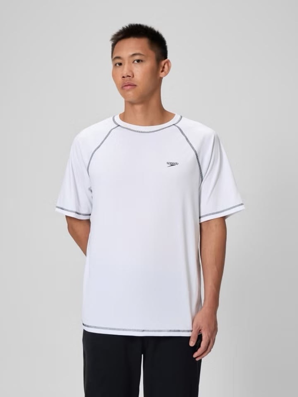 NWT Speedo Men's Easy Short Sleeve UPF 50+ Rashguard in White Size XL